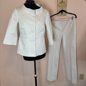 Size 6 Semantiks White Pinstripe Power Suit Set Jacket and Pants